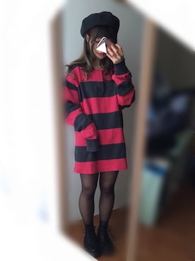 「RAGEBLUE（レイジブルー）のアイテム（ハンチング/ベレー帽）」を使った、ttさん（レディース・153cm）の冬コーディネート