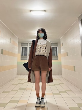 「niko and...（ニコアンド）のアイテム（チェスターコート）」を使った、nanatalieさん（レディース・165cm）の冬コーディネート