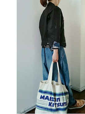 「MAISON KITSUNE」｜「アイテム（デニムジャケット）」を使った、minekoさん（レディース・166cm）の春コーディネート