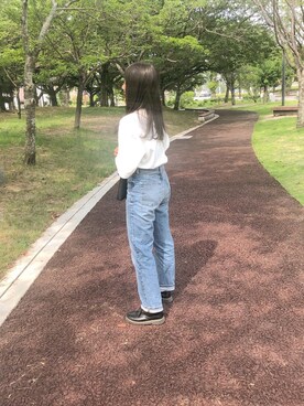 「ハイウエストストレートジーンズ」｜Kanon  ❤︎さん（レディース・156cm）の夏コーディネート