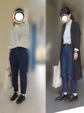 「ウエストイン」｜「アイテム（シャツワンピース）」を使った、meさん（レディース・165cm）の春コーディネート