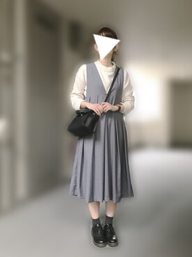 「くつした」｜「アイテム（ジャンパースカート）」を使った、meさん（レディース・165cm）の春コーディネート