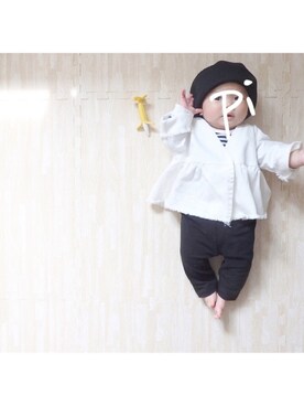 「赤ちゃん」｜「アイテム（デニムジャケット）」を使った、piyo + itoさん（キッズ・60cm）の春コーディネート