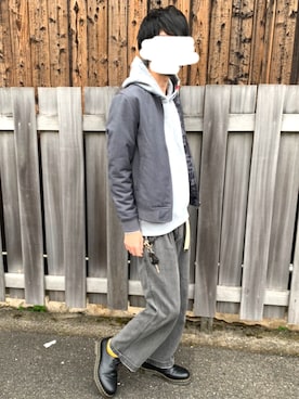 「NANO universe（ナノユニバース）のアイテム（MA-1）」を使った、ゆーぴさん（メンズ・176cm）の秋コーディネート