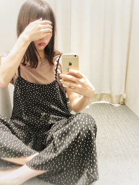 「ドットパンツ」｜「アイテム（サロペット/オーバーオール）」を使った、ﾂﾑｷﾞさん（レディース・161cm）の夏コーディネート