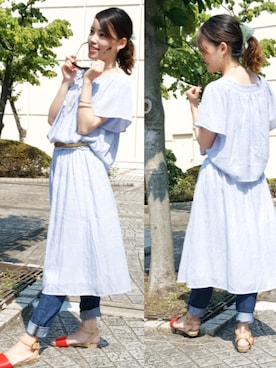 「アップヘア」｜「アイテム（ワンピース/ドレス）」を使った、H.AOBA♡さん（レディース・150cm）の夏コーディネート