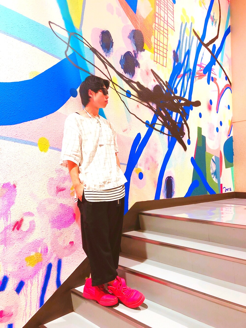 「ootd、109mens、H&M、友達、ヘアセット、ファッション」｜「beats. by dr.dreのアイテム（その他、ホワイト系）」を使った、tomoyaさん（メンズ・165cm）の夏コーディネートの1枚目の写真