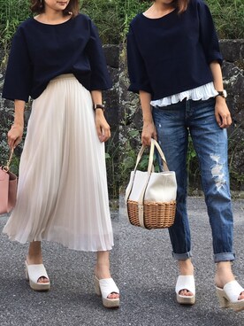 「Two Faces（トゥーフェイシーズ）のアイテム（トップス）」を使った、moyooonnさん（レディース・152cm）の夏コーディネート