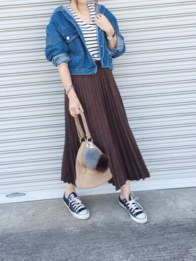 「GRL（グレイル）のアイテム（デニムジャケット）」を使った、moyooonnさん（レディース・152cm）の秋コーディネート