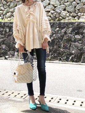 「フリルトップス」｜moyooonnさん（レディース・152cm）の春コーディネート