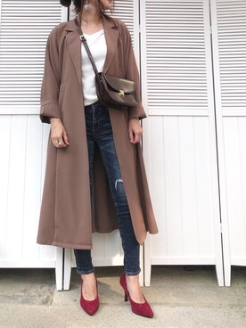 「ADAM ET ROPE'（アダムエロペ）のラウンドクロスボディーバッグ（ショルダーバッグ）」を使った、moyooonnさん（レディース・152cm）の秋コーディネート