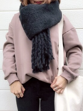 「mystic（ミスティック）のアイテム（ストール/ショール）」を使った、moyooonnさん（レディース・152cm）の冬コーディネート