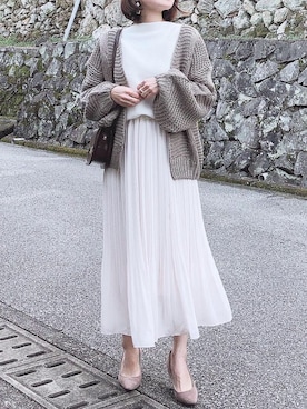 「ADAM ET ROPE'（アダムエロペ）のラウンドクロスボディーバッグ（ショルダーバッグ）」を使った、moyooonnさん（レディース・152cm）の冬コーディネート