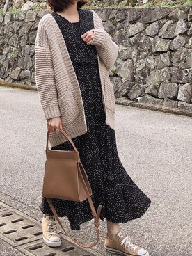 「ISOOK（アイスー）のアイテム（ドレス）」を使った、moyooonnさん（レディース・152cm）の冬コーディネート