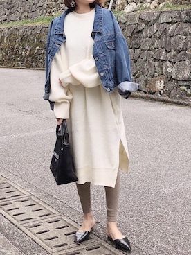 「GRL（グレイル）のアイテム（デニムジャケット）」を使った、moyooonnさん（レディース・152cm）の冬コーディネート