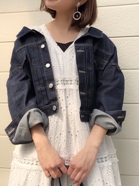「GRL（グレイル）のアイテム（デニムジャケット）」を使った、moyooonnさん（レディース・152cm）の春コーディネート