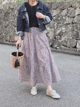 「GRL（グレイル）のアイテム（デニムジャケット）」を使った、moyooonnさん（レディース・152cm）の春コーディネート