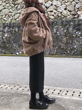 「GRL（グレイル）のニットタイトロングスカート（スカート）」を使った、moyooonnさん（レディース・152cm）の冬コーディネート