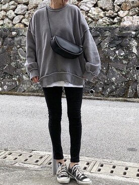 「GRL（グレイル）のストレッチスキニーパンツ（その他パンツ）」を使った、moyooonnさん（レディース・152cm）の冬コーディネート