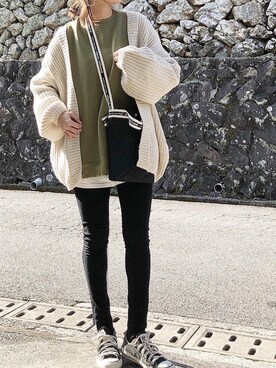 「GRL（グレイル）のストレッチスキニーパンツ（その他パンツ）」を使った、moyooonnさん（レディース・152cm）の冬コーディネート