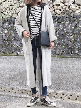 「AZUL by moussy（アズールバイマウジー）のA PERFECT DENIM COOL/A パーフェクトデニムクール（デニムパンツ）」を使った、moyooonnさん（レディース・152cm）の冬コーディネート