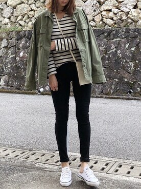 「GRL（グレイル）のストレッチスキニーパンツ（その他パンツ）」を使った、moyooonnさん（レディース・152cm）の春コーディネート