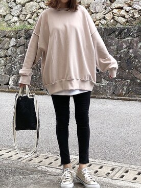 「GRL（グレイル）のストレッチスキニーパンツ（その他パンツ）」を使った、moyooonnさん（レディース・152cm）の春コーディネート