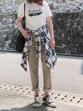 「GRL（グレイル）の2way巾着ショルダーバッグ（ショルダーバッグ）」を使った、moyooonnさん（レディース・152cm）の春コーディネート