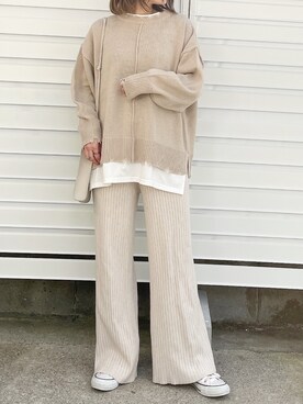 「RETRO GIRL（レトロガール）のフェイクレイヤードダメージニット（その他トップス）」を使った、moyooonnさん（レディース・152cm）の冬コーディネート