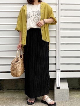 「カコバッグ」｜「アイテム（スカート）」を使った、moyooonnさん（レディース・152cm）の夏コーディネート