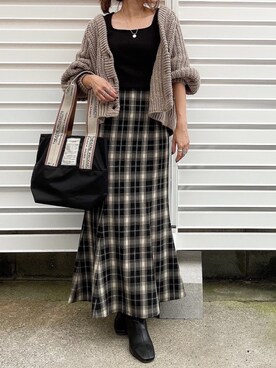 「H&M（エイチ・アンド・エム）のアイテム（カーディガン/ボレロ）」を使った、moyooonnさん（レディース・152cm）の秋コーディネート
