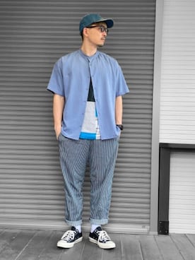 「TIMELY WARNING（タイムリーワーニング）のアイテム（トップス）」を使った、kaz✌︎spさん（メンズ・176cm）の春コーディネート