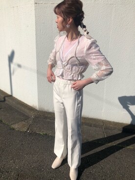 「SPINNS(スピンズ)のアイテム(ストール/ショール)」を使った、まっつんさん(レディース・160cm)の春コーディネート