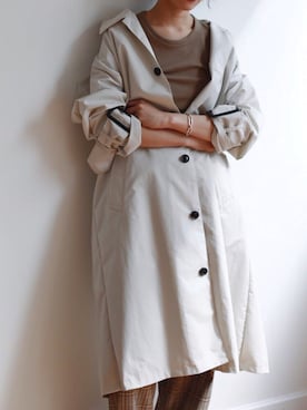 「TODAYFUL（トゥデイフル）のアイテム（トレンチコート）」を使った、豊田結花さん（レディース・156cm）の春コーディネート