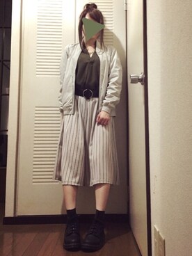 「サッシュベルト」｜「アイテム（MA-1）」を使った、mariさん（レディース・158cm）の春コーディネート