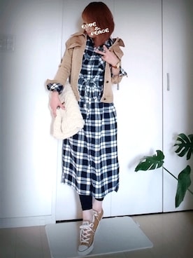 「アイテム（クラッチバッグ、ホワイト系）」を使った、YOU★さん（レディース・146cm）の秋コーディネート