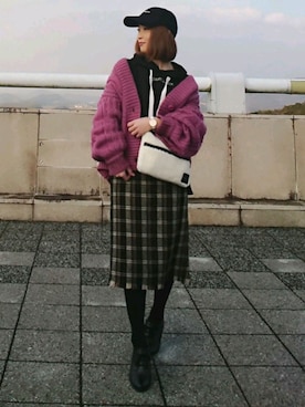 「Daniel Wellington（ダニエルウェリントン）の販売終了 クラシックペティット ボンダイ 32mm（アナログ腕時計）」を使った、YOU★さん（レディース・146cm）の冬コーディネート