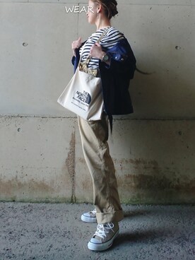 「RAY CASSIN（レイカズン）のアイテム（マウンテンパーカー）」を使った、YOU★さん（レディース・146cm）の春コーディネート