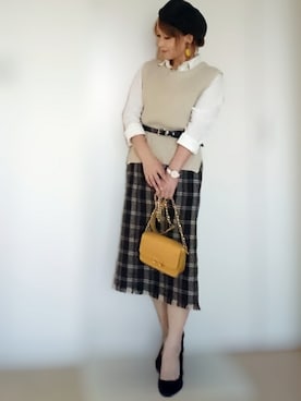 「Daniel Wellington（ダニエルウェリントン）の販売終了 クラシックペティット ボンダイ 32mm（アナログ腕時計）」を使った、YOU★さん（レディース・146cm）の秋コーディネート