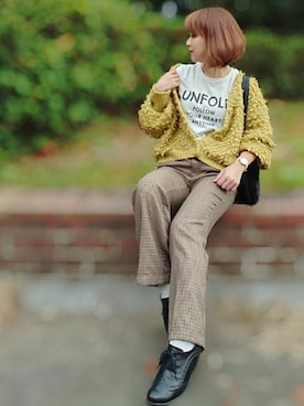 「Daniel Wellington（ダニエルウェリントン）の販売終了 クラシックペティット ボンダイ 32mm（アナログ腕時計）」を使った、YOU★さん（レディース・146cm）の秋コーディネート