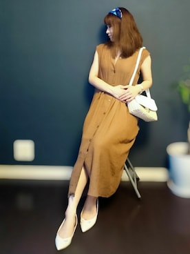 「キャメル」｜「アイテム（アナログ腕時計）」を使った、YOU★さん（レディース・146cm）の夏コーディネート