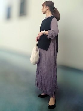 「Daniel Wellington（ダニエルウェリントン）の販売終了 クラシックペティット ボンダイ 32mm（アナログ腕時計）」を使った、YOU★さん（レディース・146cm）の秋コーディネート