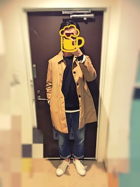「アイテム（ステンカラーコート）」を使った、jklさん（メンズ・177cm・30代）の春コーディネート
