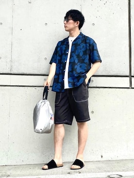 「USAコットン」｜「アイテム（サンダル）」を使った、coen KOU+さん（メンズ・171cm）の春コーディネート