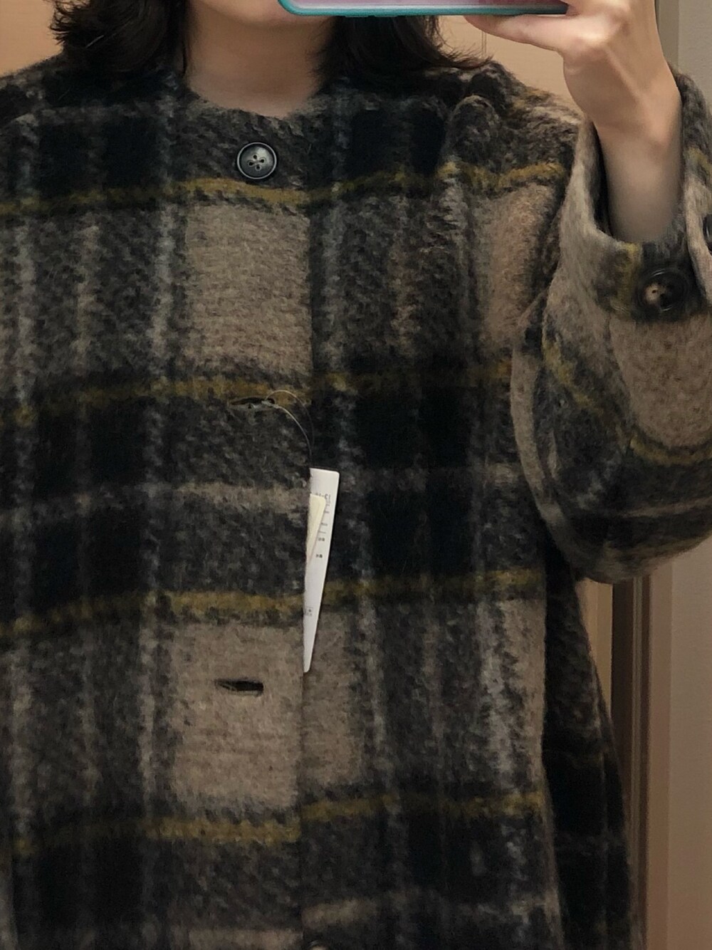 BEAMS BOY / スライバー タータンチェック ノーカラー コートを