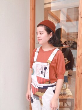 「l'atelier du savon（アトリエドサボン）のアイテム（サロペット/オーバーオール）」を使った、sumiさん（レディース・155cm）の夏コーディネート