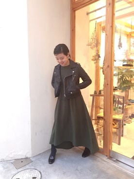 「I am I in fact...（アイアムアイインファクト）のアイテム（ジャケット/アウター）」を使った、sumiさん（レディース・155cm）の秋コーディネート