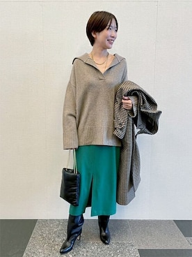 「journal standard L'essage（ジャーナルスタンダードレサージュ）のアイテム（ステンカラーコート）」を使った、yasumotoさん（レディース・159cm）の冬コーディネート