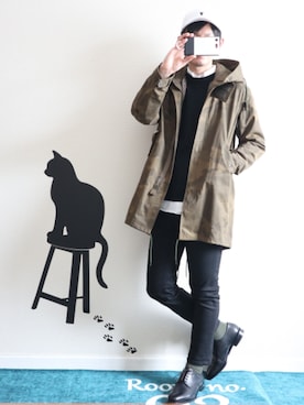 「JOURNAL STANDARD（ジャーナルスタンダード）のアイテム（モッズコート）」を使った、馬助さん（メンズ・171cm）の冬コーディネート