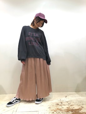 「OZOC（オゾック）のアイテム（スウェット）」を使った、nori.さん（レディース・158cm）の秋コーディネート
